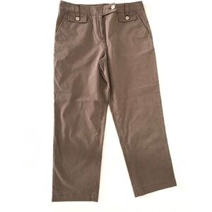 Talbots | Pinstriped Trousers Size 4 Brown Low Rise Capri Pants Straight Leg